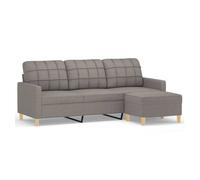 vidaXL Sofá de 3 plazas con taburete de tela gris taupe 180 cm