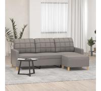 vidaXL Sofá de 3 plazas con taburete de tela gris taupe 180 cm