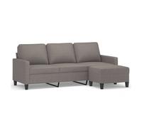 vidaXL Sofá de 3 plazas con taburete, sillón relax, tela gris taupe, 180 cm
