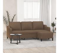 Vidaxl sofá de 3 plazas con taburete de tela marrón 180 cm