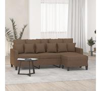 vidaXL Sofá de 3 plazas con taburete de tela marrón 180 cm