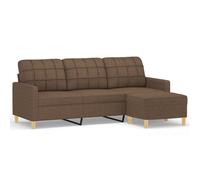 vidaXL Sofá de 3 plazas con taburete de tela marrón 180 cm