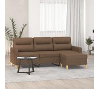 vidaXL Sofá de 3 plazas con taburete de tela marrón 180 cm