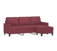 vidaXL Sofá 3 plazas con taburete 180 cm – Sillón relax con respaldo y reposabrazos tela rojo tinto