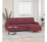 Vidaxl sofá de 3 plazas con taburete de tela rojo tinto 180 cm
