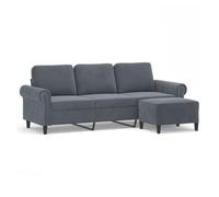 vidaXL Sofá de 3 plazas con taburete – terciopelo gris oscuro, 180 cm