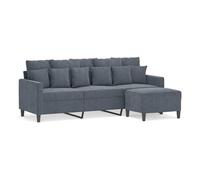 vidaXL Sofá de 3 plazas con taburete, terciopelo gris oscuro, 180 cm