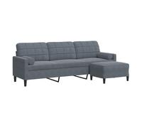 vidaXL Sofá de 3 plazas con taburete – terciopelo gris oscuro – 210 cm