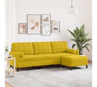 vidaXL Sofá de 3 plazas con taburete terciopelo amarillo 210 cm
