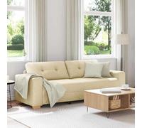 vidaXL Sofá de 3 plazas Crema de 180 cm, Estilo Moderno, Asientos cómodos para tu Sala, Cojines Removibles reuniones Casuales. Loveseat Moderno, tamaño pequeño, Ideal para un salón ele