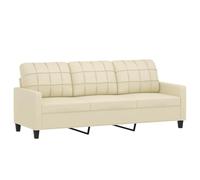 VidaXL Sofá de 3 Plazas de Cuero Sintético Color Crema 180 cm - Loveseat para Salón, Tapizado
