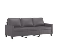vidaXL Sofá 3 plazas 180 cm – Cuero sintético gris, con respaldo y reposabrazos