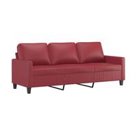 vidaXL Sofá de 3 plazas tapizado - Cuero sintético rojo vino, con respaldo y reposabrazos, 180 cm