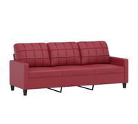 vidaXL Sofá de 3 plazas de Cuero sintético Rojo Vino 180 cm, sofá, loveseat, sofá de salón, sofás, sofá tapizado, Asientos de salón