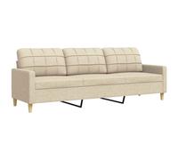 Vidaxl sofá de 3 plazas de tela color crema 210 cm