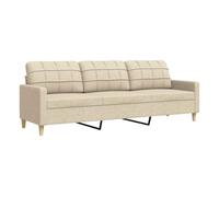 vidaXL Sofá de 3 plazas de tela color crema 210 cm