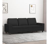 vidaXL Sofá de 3 plazas de tela negro 180 cm