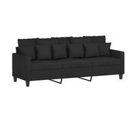 vidaXL Sofá de 3 plazas Tapizado para salón Reposabrazos y respaldo Relax TV Tela negro 180 cm
