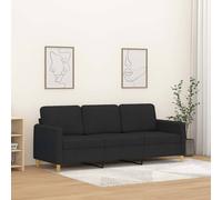 vidaXL Sofá de 3 plazas de tela negro 180 cm