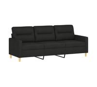 vidaXL Sofá de 3 plazas de tela negro 180 cm