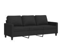 vidaXL Sofá de 3 plazas tapizado en tela con reposabrazos y respaldo Negro 180 cm