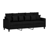 vidaXL Sofá de 3 plazas Tapizado para salón Reposabrazos y respaldo Relax TV Tela negro 180 cm