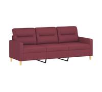 vidaXL Sofá de 3 plazas de tela – Rojo tinto – 180 cm