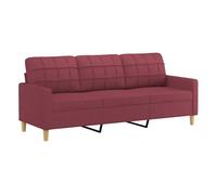 Vidaxl sofá de 3 plazas de tela rojo tinto 180 cm