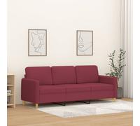 vidaXL Sofá de 3 plazas de tela rojo tinto 180 cm