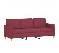 vidaXL Sofá de 3 plazas de tela rojo tinto 180 cm