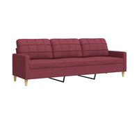 vidaXL Sofá de 3 plazas de tela rojo tinto 210 cm