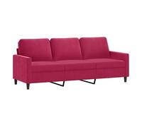 Vidaxl sofá de 3 plazas de terciopelo rojo tinto 180 cm