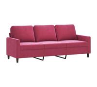 vidaXL Sofá de 3 plazas de terciopelo rojo tinto 180 cm