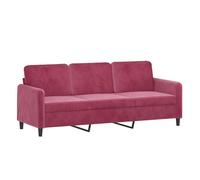 Vidaxl sofá de 3 plazas de terciopelo rojo tinto 180 cm