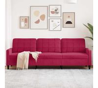 Vidaxl sofá de 3 plazas de terciopelo rojo tinto 210 cm
