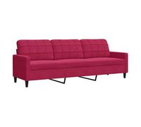 Vidaxl sofá de 3 plazas de terciopelo rojo tinto 210 cm