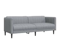 vidaXL Sofá de 3 plazas – Asiento relax tapizado con respaldo y reposabrazos – Tela gris claro