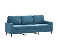 vidaXL Sofá de 3 plazas – Respaldo y reposabrazos, asiento tapizado terciopelo azul 180 cm