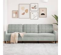 vidaXL Sofá de 3 plazas terciopelo gris claro 210 cm