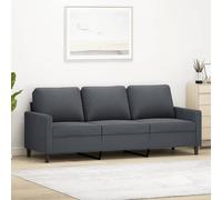 vidaXL Sofá de 3 plazas tapizado con reposabrazos y respaldo terciopelo gris oscuro 180 cm