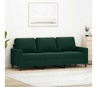 vidaXL Sofá de 3 plazas terciopelo verde oscuro 180 cm