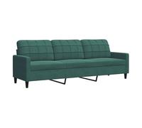vidaXL Sofá de 3 plazas terciopelo verde oscuro 210 cm