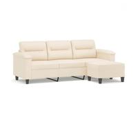 vidaXL Sofá de 3 plazas con reposapiés, color beige, 180 cm, tejido de microfibra