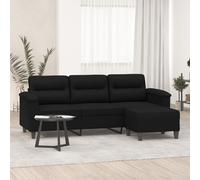 Vidaxl sofá de 3 plazas y taburete tela microfibra negro 180 cm