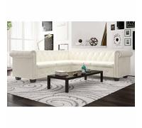 vidaXL Sofá de esquina Chesterfield 5 plazas cuero artificial blanco
