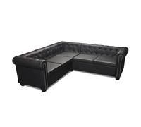 vidaXL Sofá Chesterfield esquinero 5 plazas cuero artificial negro 205x205x73 cm