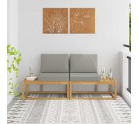 vidaXL Sofá de esquina exterior 2 Pieza Blanco Madera de Acacia Sólida