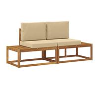 vidaXL Sofá de esquina exterior con cojín 2 Pieza Natural y Beige