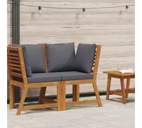 vidaXL Sofá de esquina madera maciza de acacia con cojines gris oscuro