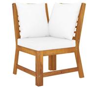 vidaXL Sofá de esquina seccional madera maciza acacia y cojines crema